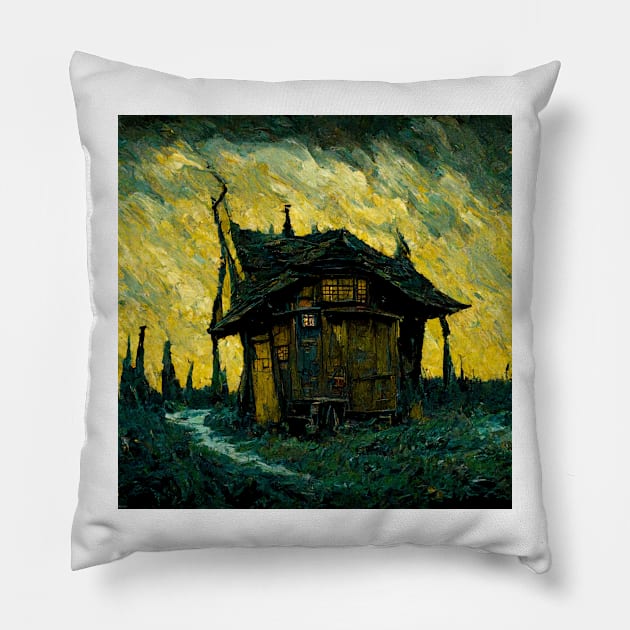 Starry Night Above The Shrieking Shack Pillow by Grassroots Green