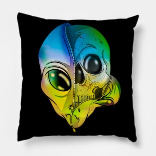 Trippy Alien Skull Pillow