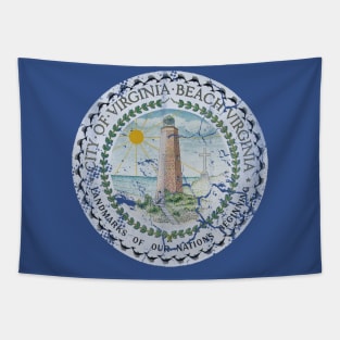 Virginia Beach Flag Vintage Fade Tapestry