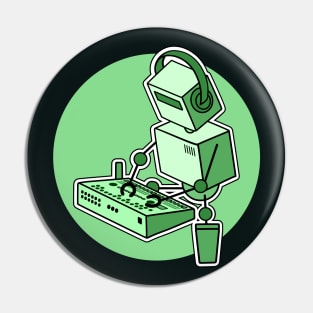 Robot Playing Drum Machine (pocket size print) Pin