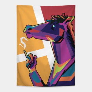 Smoking Horse In Wpap Art Style Tapestry