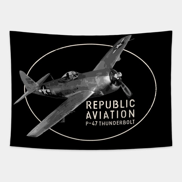 Republic P-47 Thunderbolt "Jug" WW2 fighter plane Tapestry by Jose Luiz Filho