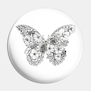 Floral Butterfly White Background Pin