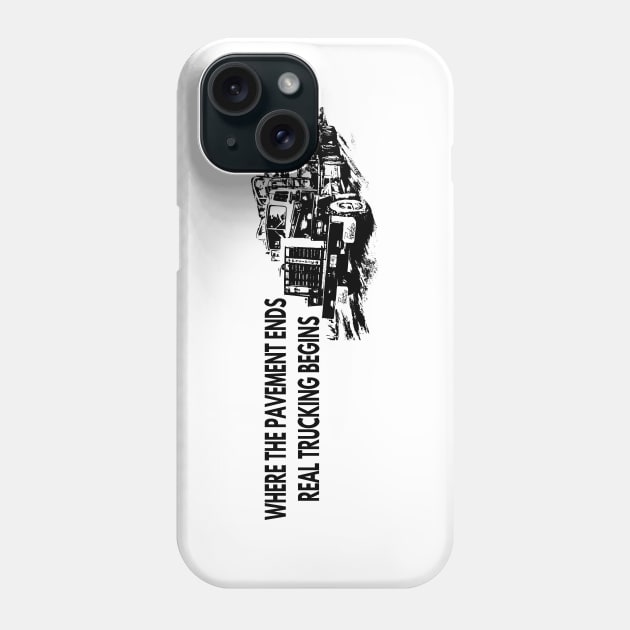 Log Truck Where The Pavement Ends Phone Case by AuburnQuailart