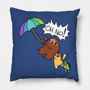 Umbrella Sloth Cat and Turtle Pillow