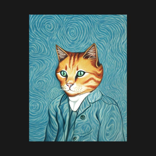 Vincent cat Gogh - Funny, Cat, Portrait, Gift Idea, Shirt, portrait, Vincent van Gogh, starry night, the scream, meme, kitty, kitten, tiktok, instagram, by Fanboy04