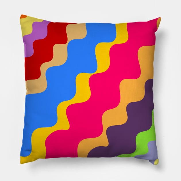 Retro slanting wavy pattern Pillow by Baobabprintstore