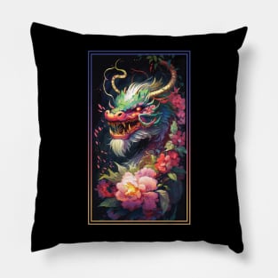 Dragon Vibrant Tropical Flower Tall Digital Oil Painting Portrait 5 Pillow