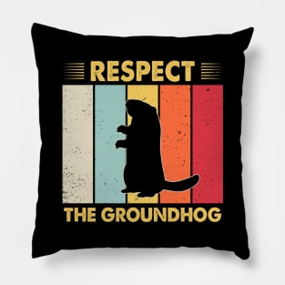 Respect The Groundhog Funny Woodchuck Pillow