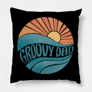 Groovy dad with a cool retro sunset best gift for groovy dads Pillow