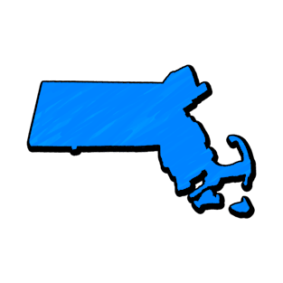 Bright Blue Massachusetts Outline T-Shirt