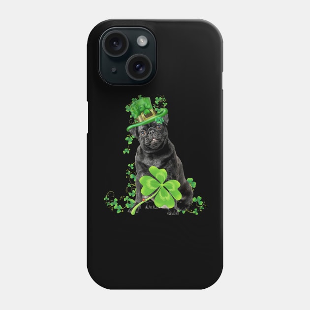 Black Pug Leprechaun Lucky Shamrock Happy St Patrick's Day Phone Case by Gearlds Leonia