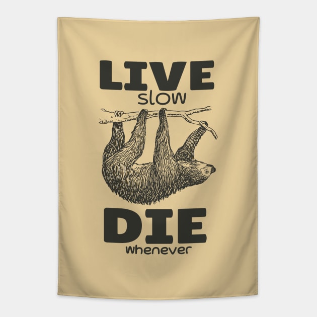 Vintage Slowly Live Sloth Tapestry by KewaleeTee