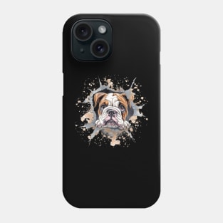 Cute Bulldog Puppy Looking Through Hole in the Wall. Phone Case