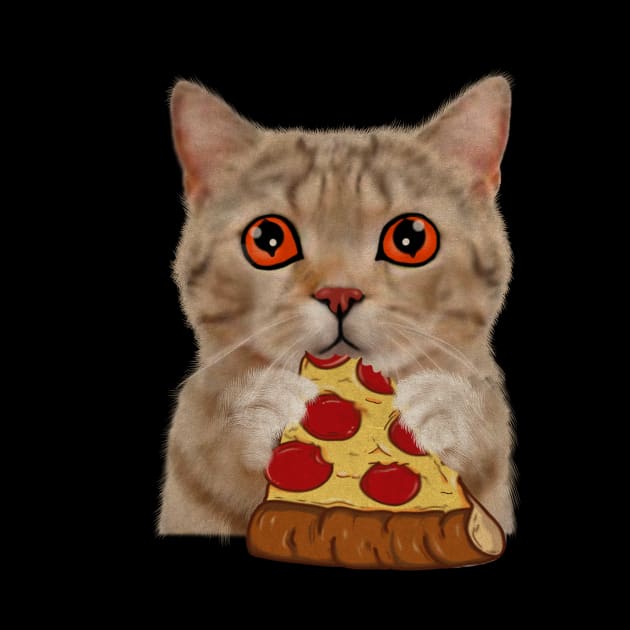 Cute Cat Eating Pizza by dukito