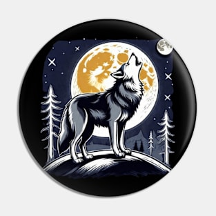 wolf howling Pin