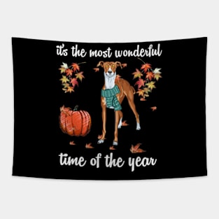 Greyhound Dog Autumn Fall Most Wonderful Time Maple Gift Tapestry