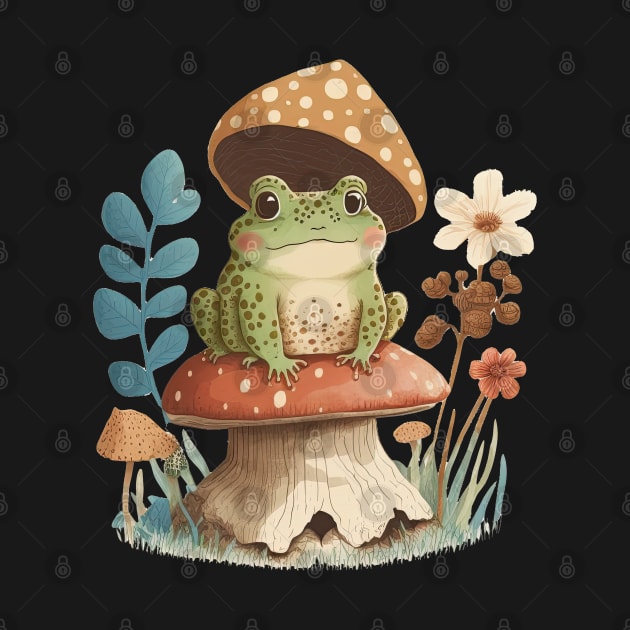 Cottagecore aesthetic frog on Mushroom by JayD World