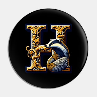 Badger and the letter H - Fantasy Pin