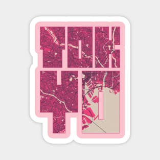 Tokyo, Japan City Map Typography - Blossom Magnet