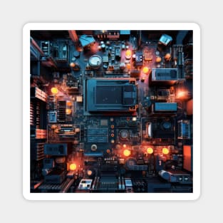 Cyber Circuit Cityscape Magnet