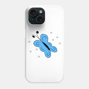 Blue butterfly. Summer illustration. Lightness, flight. Women's, children's design Phone Case