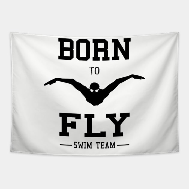 Swimmer Born To Fly Swim Team Butterfly Swimming Fan Tapestry by atomguy