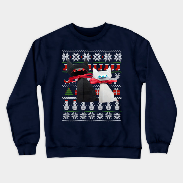 Origami Cute Cats Paper Folding Art Ugly Christmas Sweater