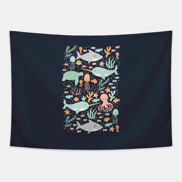 Under the Sea - Navy Tapestry by latheandquill