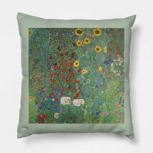 Gustav Klimt's Farm Garden with Sunflowers Pillow