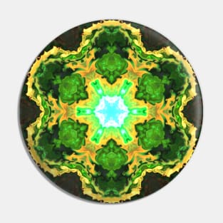 Psychedelic Hippie Flower Green and Yellow Pin