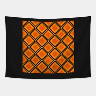 orange yellow and black repeating diamond pattern Tapestry