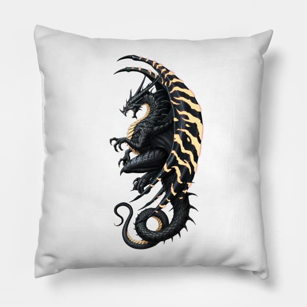 Master Dragon Black Gold Pillow by chriskar