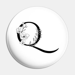 Letter Q Monogram - Floral Initial Pin