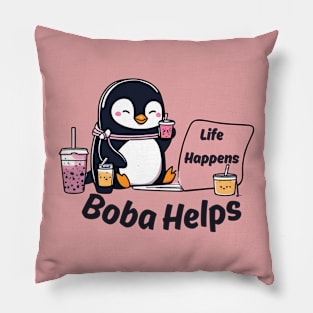 Life happens but boba helps Pillow