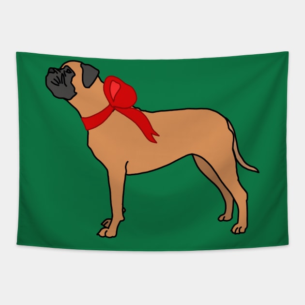 Festive Bull Mastiff Tapestry by Art by Lex