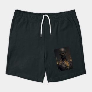 The Dark Elegance of Golden Fissures: A Demon Skull Bedecked in Splendor Shorts