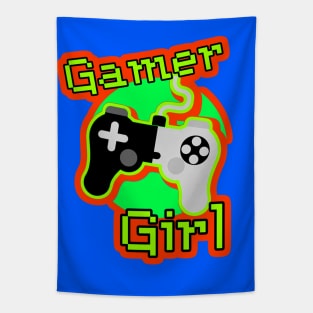 Orange and Green Gamer Girl Tapestry