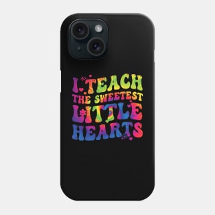 I Teach The Sweetest Hearts Groovy Tie Dye Valentines Day Phone Case