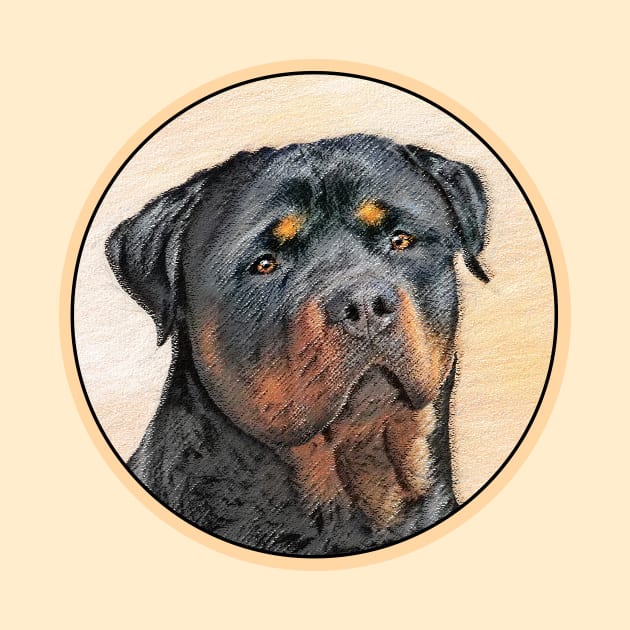 Rottweiler Painting - Cute Original Dog Art by Alpen Designs