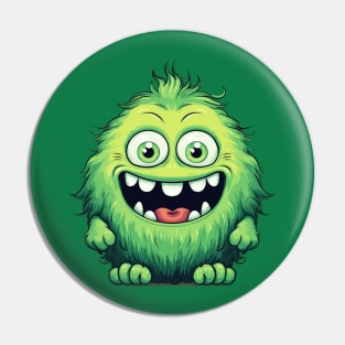 Smiling Cute Green Monster Cartoon Pin