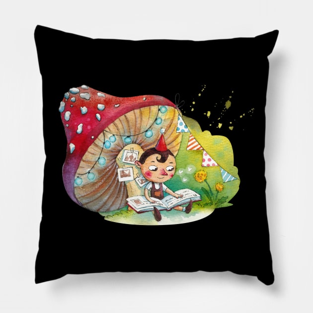 Curious Gnome Pillow by rubinuby