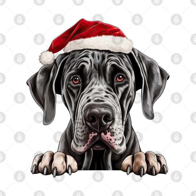 Christmas Peeking Great Dane Dog by Chromatic Fusion Studio