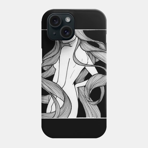 Woman with long wavy hair design Phone Case by angiepaszko