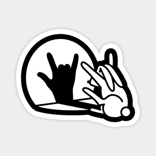 Funny rabbit shadow hand cartoon ROCK music METAL Magnet