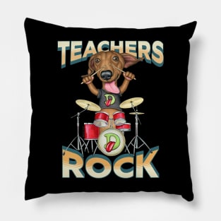 funny cute Teachers back to school students Doxie dachshund Pillow