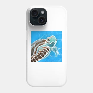 Hawksbill Sea Turtle Swimming in the Sea Phone Case