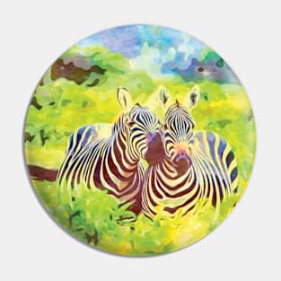 Couple Zebra in the Jungle Pin