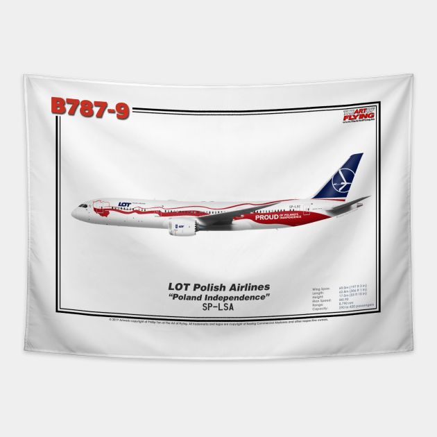 Boeing B787-9 - LOT Polish Airlines "Poland Independence" (Art Print) Tapestry by TheArtofFlying