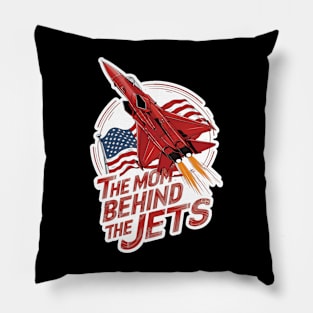 Mom of the Jets Funny Mothers Day & 4th of July USA Flag Tee Pillow